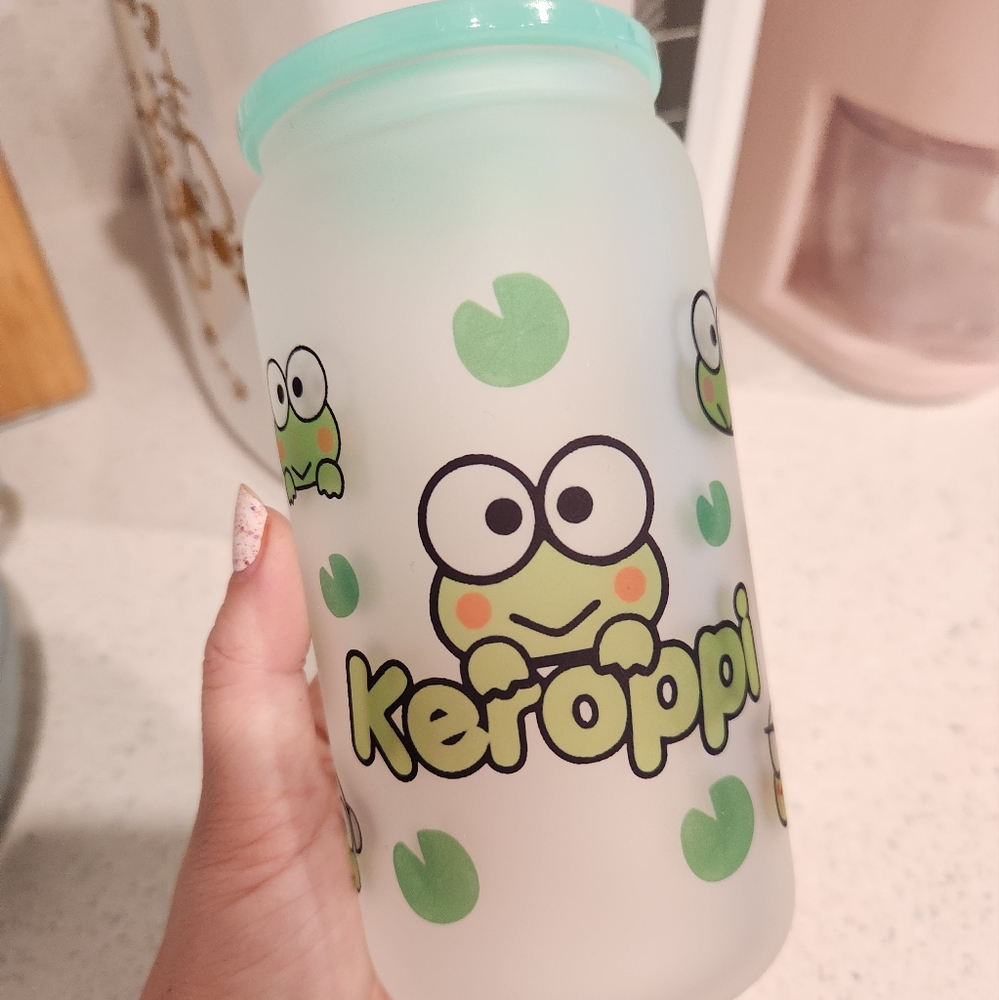 16oz Keroppi Frosted Glass Can
